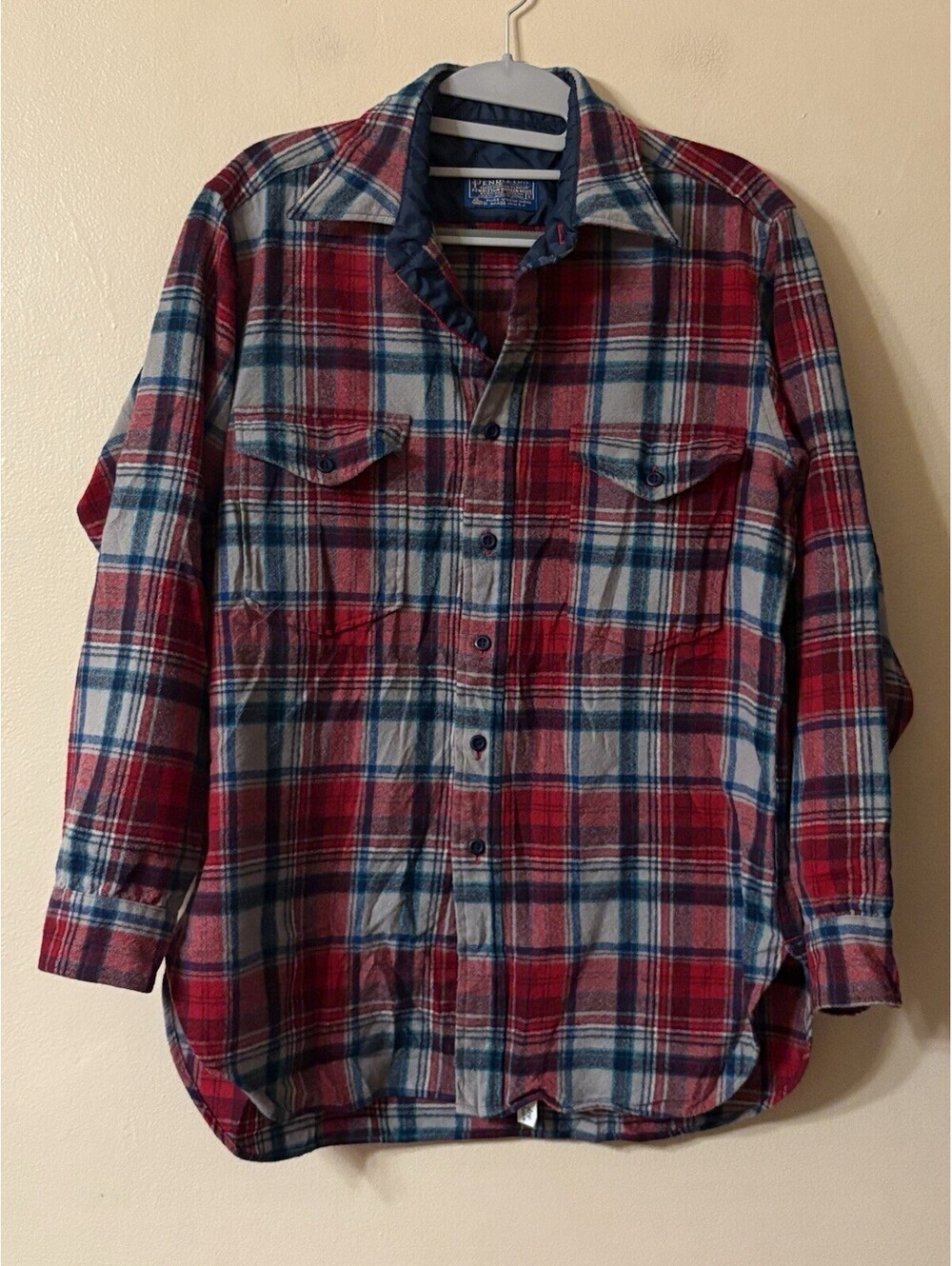Pendleton Pure Wool Plaid Flannel Board Shirt Boys Youth L USA Made Vintage